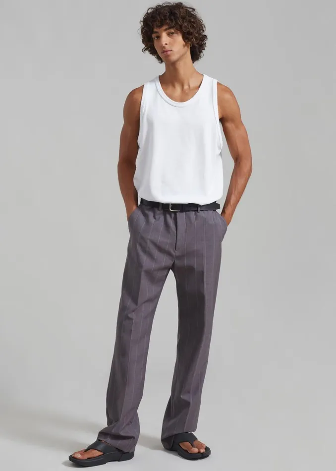 Men The Frankie Shop Bottoms Boone Suit Pants Grey Stripe