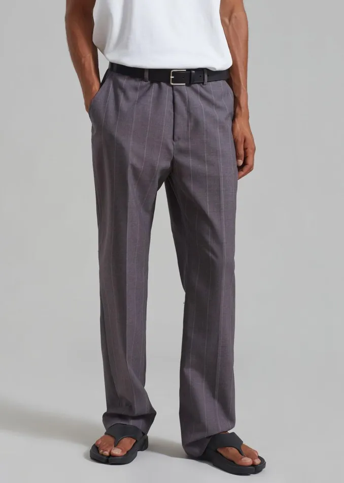 Men The Frankie Shop Bottoms Boone Suit Pants Grey Stripe