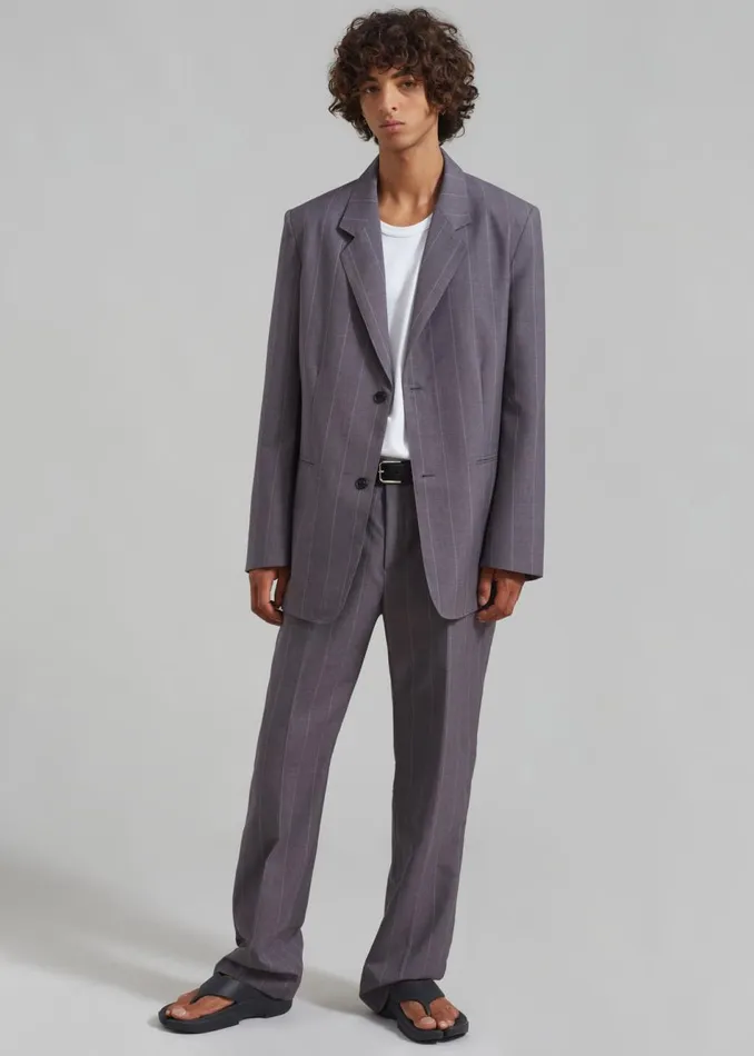 Men The Frankie Shop Bottoms Boone Suit Pants Grey Stripe