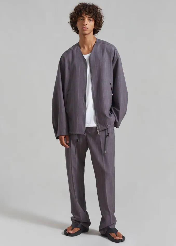 Men The Frankie Shop Bottoms Boone Suit Pants Grey Stripe