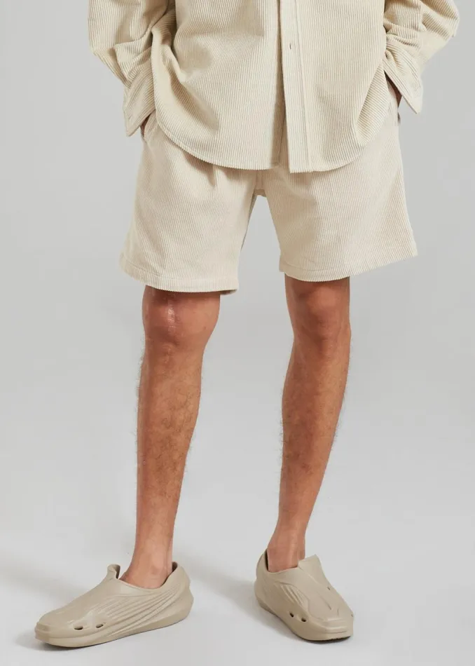 Men The Frankie Shop Bottoms Camden Corduroy Shorts Cream