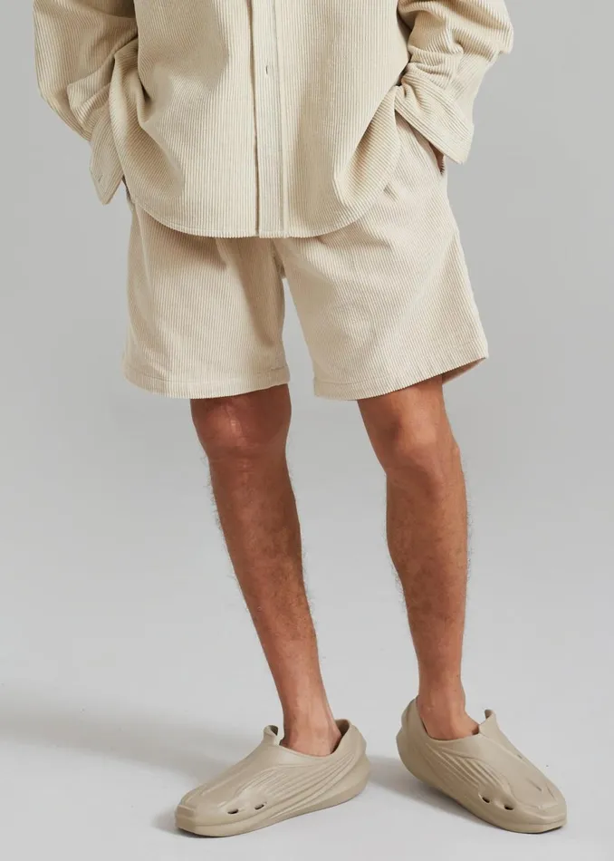 Men The Frankie Shop Bottoms Camden Corduroy Shorts Cream