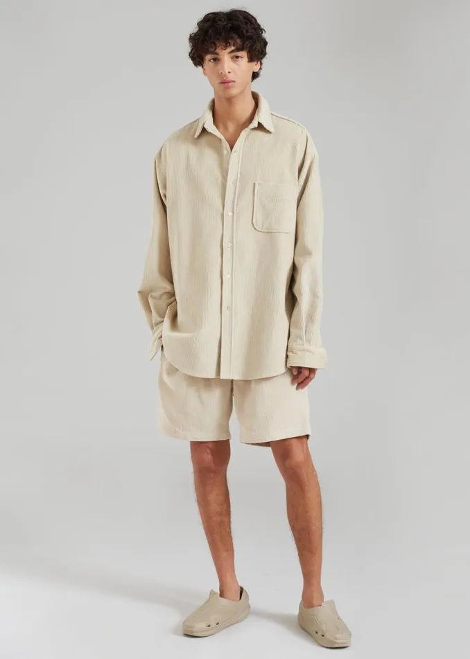 Men The Frankie Shop Bottoms Camden Corduroy Shorts Cream