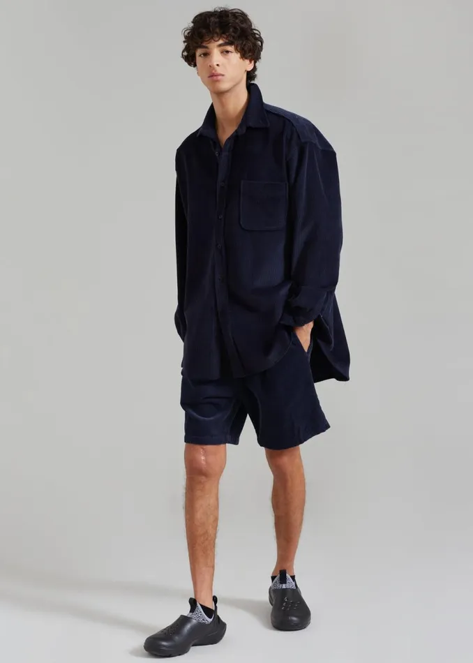 Men The Frankie Shop Bottoms Camden Corduroy Shorts Navy