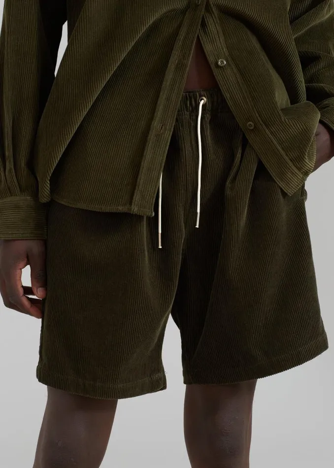 Men The Frankie Shop Bottoms Camden Corduroy Shorts Olive
