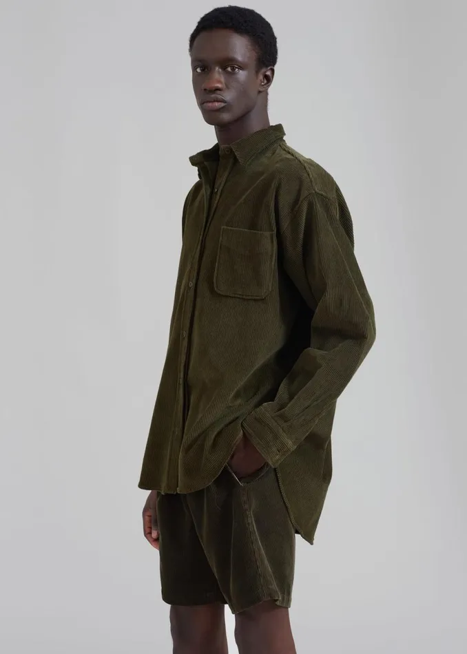 Men The Frankie Shop Bottoms Camden Corduroy Shorts Olive