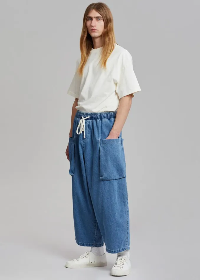 Men The Frankie Shop Bottoms Cliff Denim Balloon Pants Worn Wash