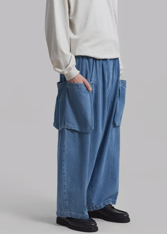 Men The Frankie Shop Bottoms Cliff Denim Balloon Pants Worn Wash
