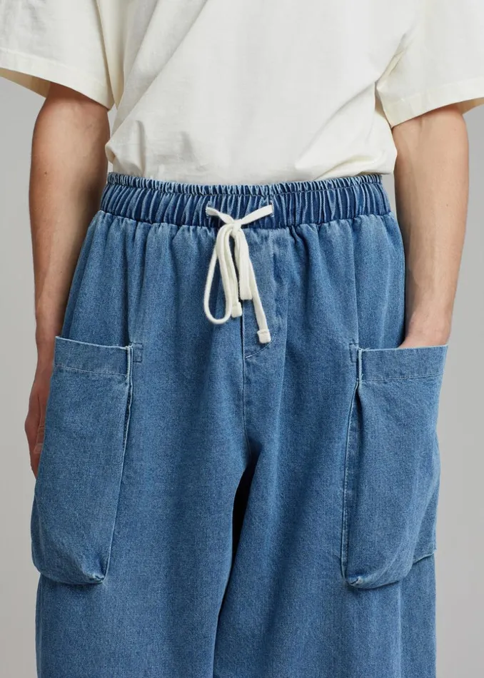 Men The Frankie Shop Bottoms Cliff Denim Balloon Pants Worn Wash