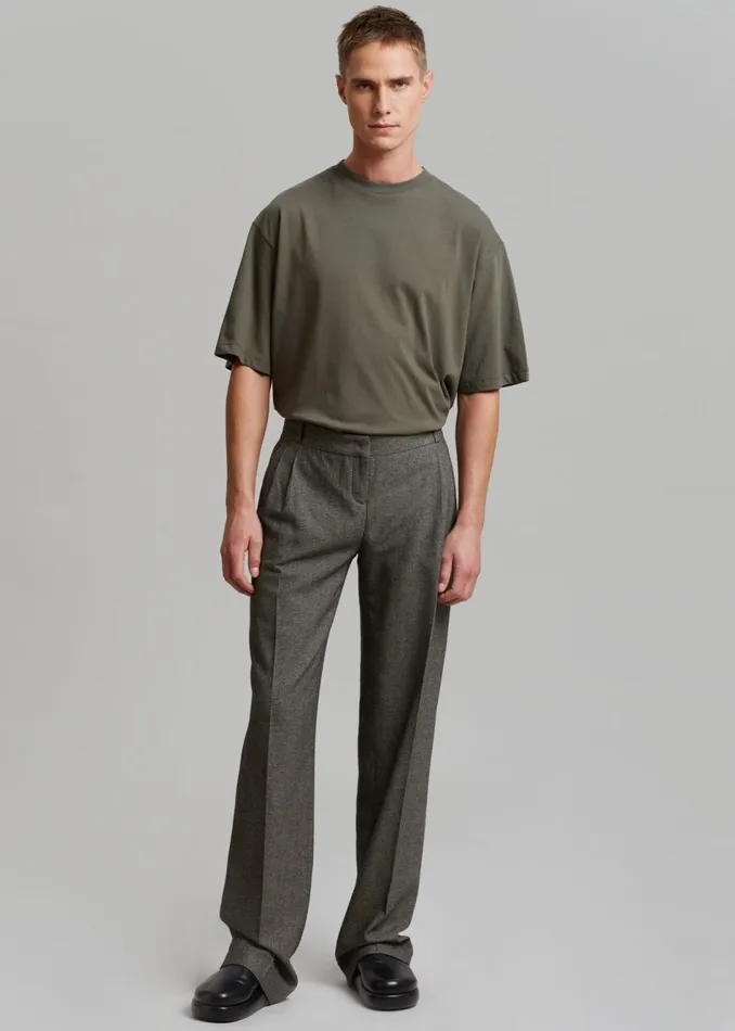 Men The Frankie Shop Bottoms Coperni Lowrise Loose Tailored Trousers Dark Moss