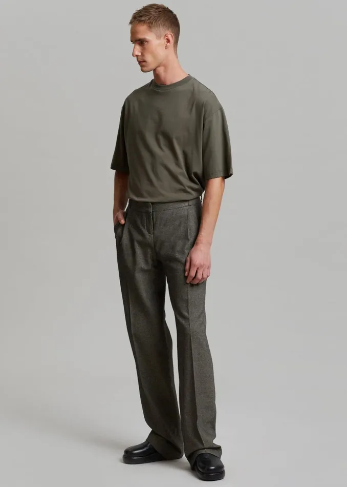 Men The Frankie Shop Bottoms Coperni Lowrise Loose Tailored Trousers Dark Moss