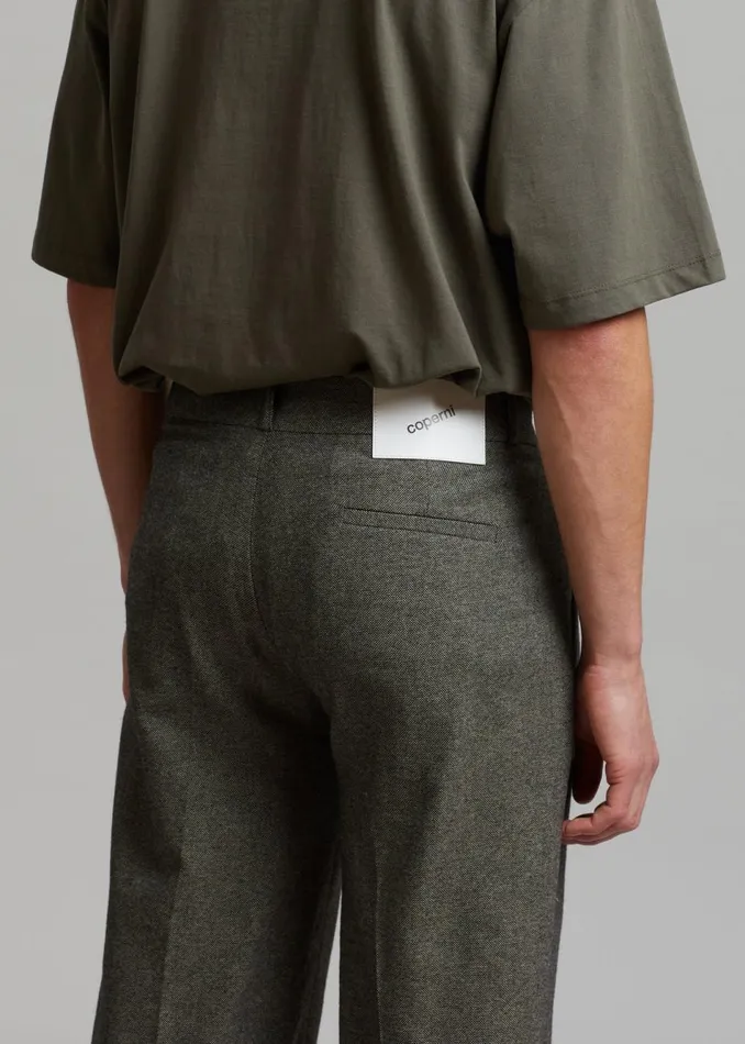 Men The Frankie Shop Bottoms Coperni Lowrise Loose Tailored Trousers Dark Moss