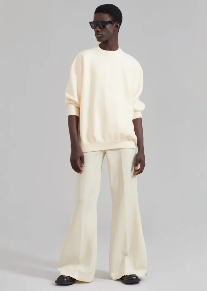 Men The Frankie Shop Bottoms EGONLab Mega Flared Pants Light Beige Wool