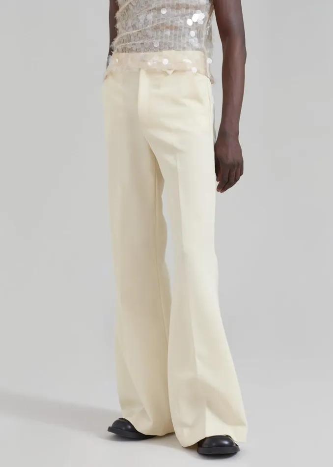 Men The Frankie Shop Bottoms EGONLab Mega Flared Pants Light Beige Wool