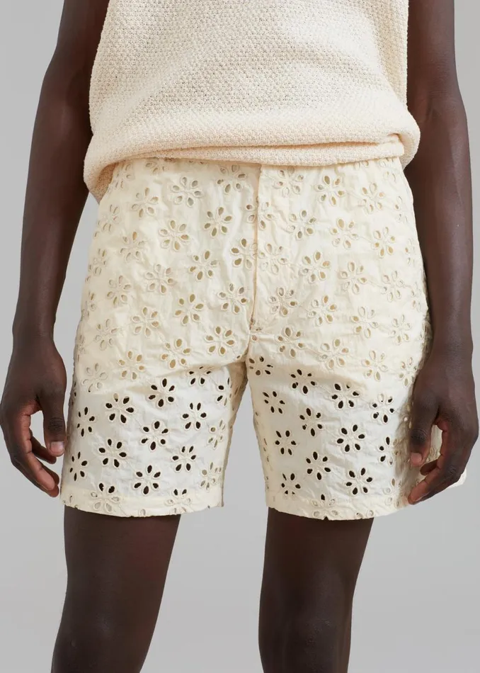 Men The Frankie Shop Bottoms EGONLab Wonderland Slited Elastic Shorts Flower Embroidery