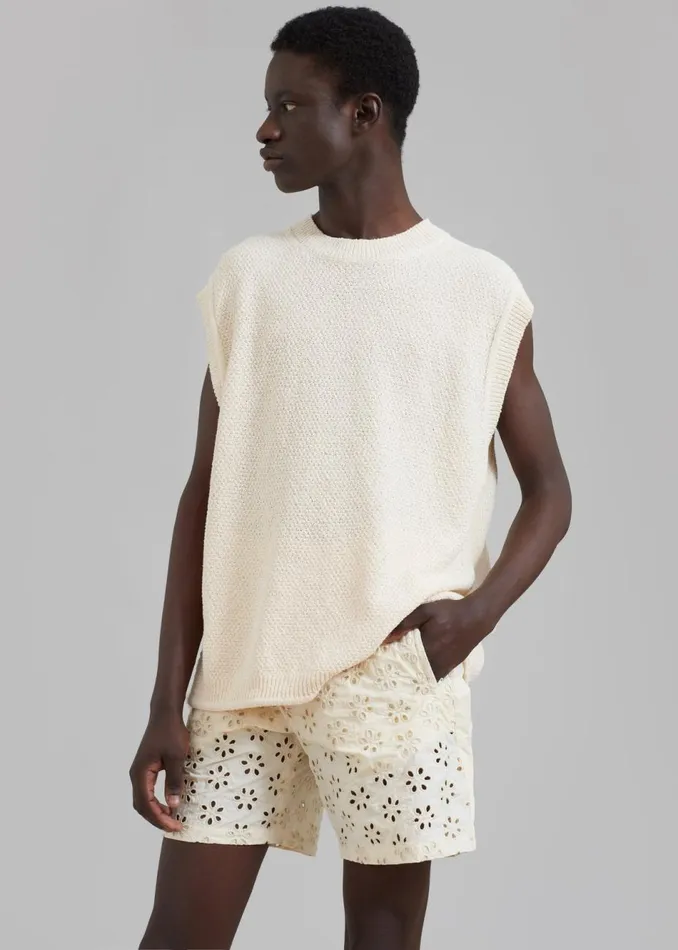 Men The Frankie Shop Bottoms EGONLab Wonderland Slited Elastic Shorts Flower Embroidery