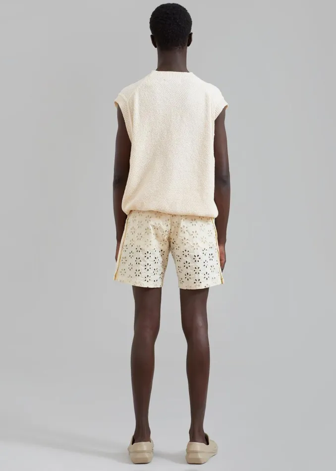 Men The Frankie Shop Bottoms EGONLab Wonderland Slited Elastic Shorts Flower Embroidery