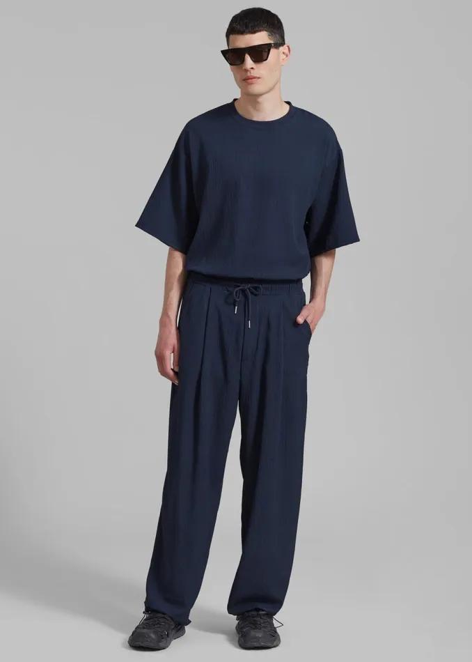 Men The Frankie Shop Bottoms Eliott Crinkle Pants Navy