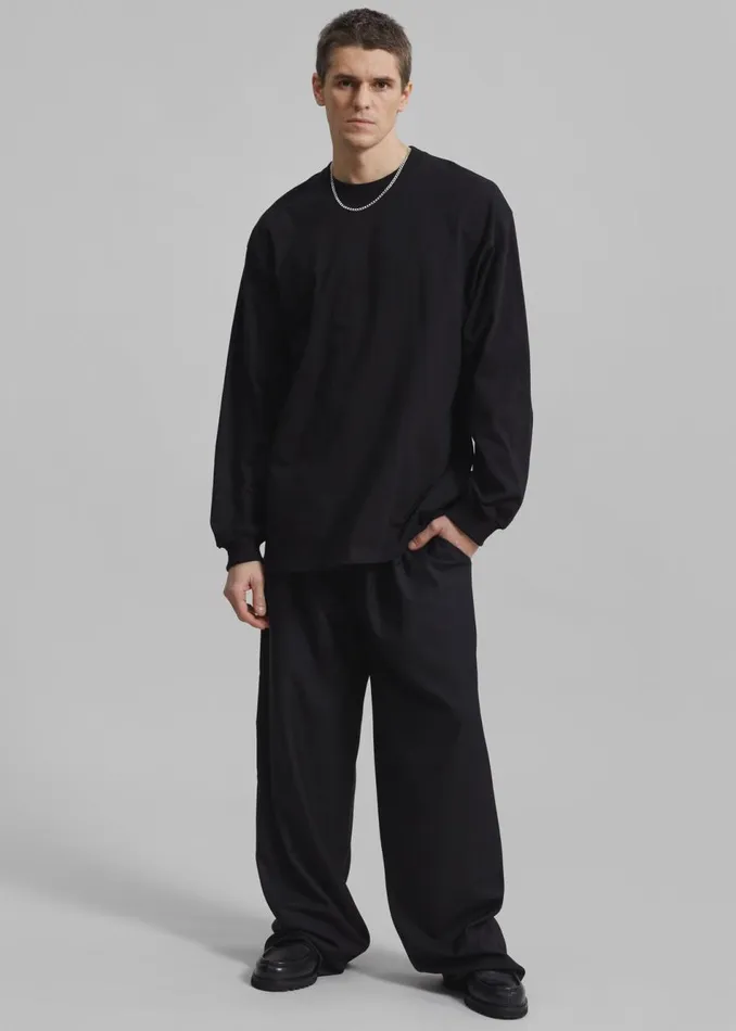 Men The Frankie Shop Bottoms Peyton Pleated Pants Black