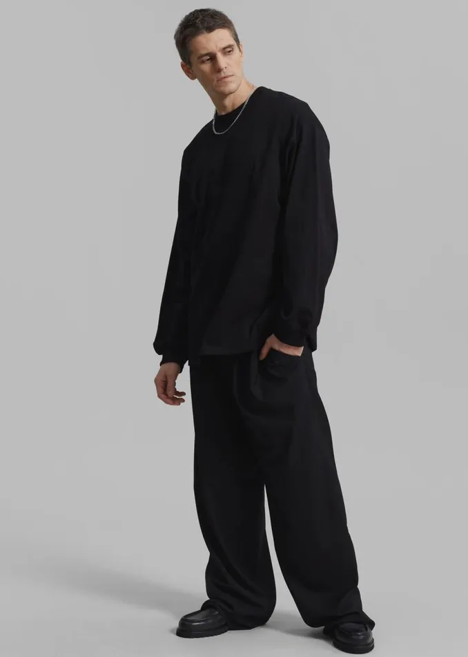 Men The Frankie Shop Bottoms Peyton Pleated Pants Black