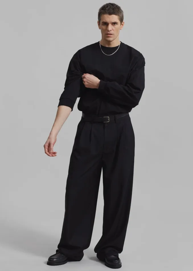 Men The Frankie Shop Bottoms Peyton Pleated Pants Black