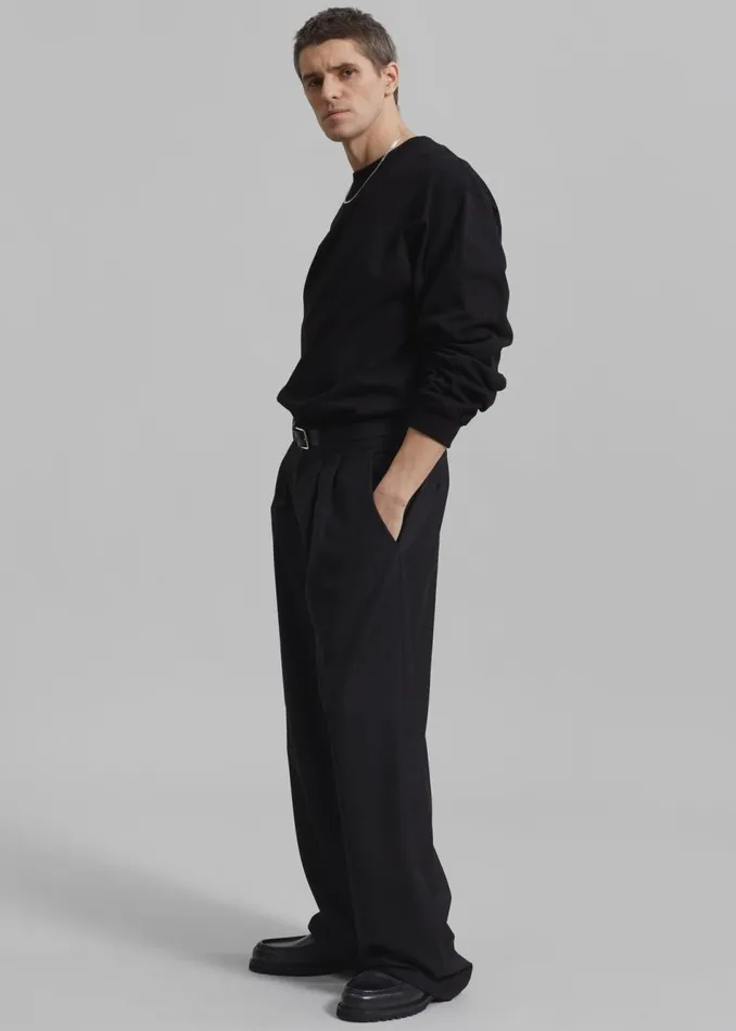 Men The Frankie Shop Bottoms Peyton Pleated Pants Black