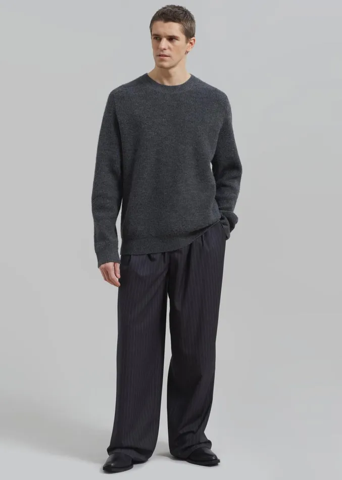 Men The Frankie Shop Bottoms Peyton Pleated Pants Grey Pinstripe