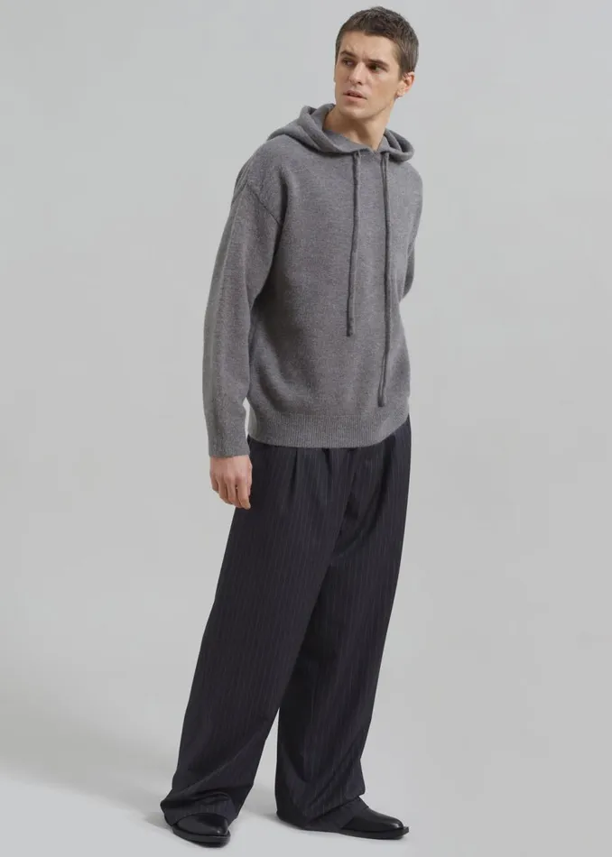 Men The Frankie Shop Bottoms Peyton Pleated Pants Grey Pinstripe