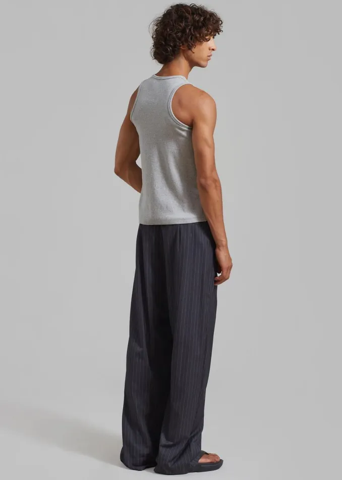 Men The Frankie Shop Bottoms Peyton Pleated Pants Grey Pinstripe