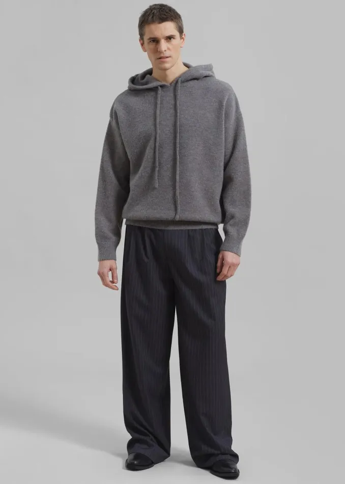 Men The Frankie Shop Bottoms Peyton Pleated Pants Grey Pinstripe