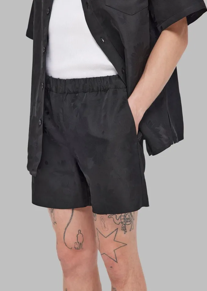 Men The Frankie Shop Bottoms Rhe Flower Jacquard Shorts Black Jacquard