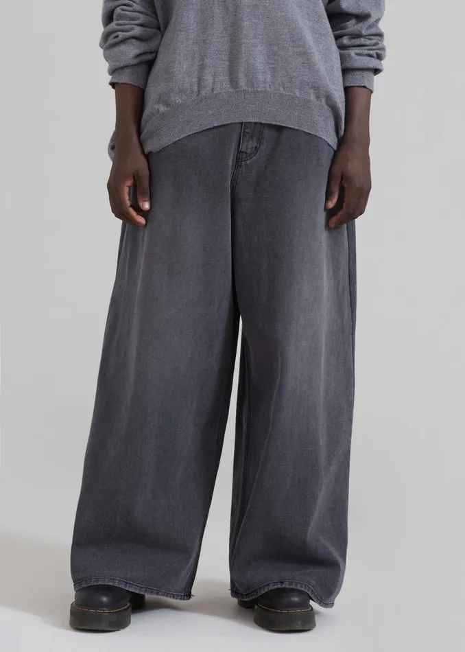 Men The Frankie Shop Bottoms Sasha Men Wide Leg Jeans Dark Grey