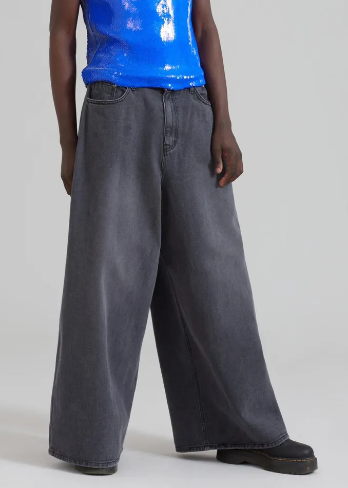 Men The Frankie Shop Bottoms Sasha Men Wide Leg Jeans Dark Grey