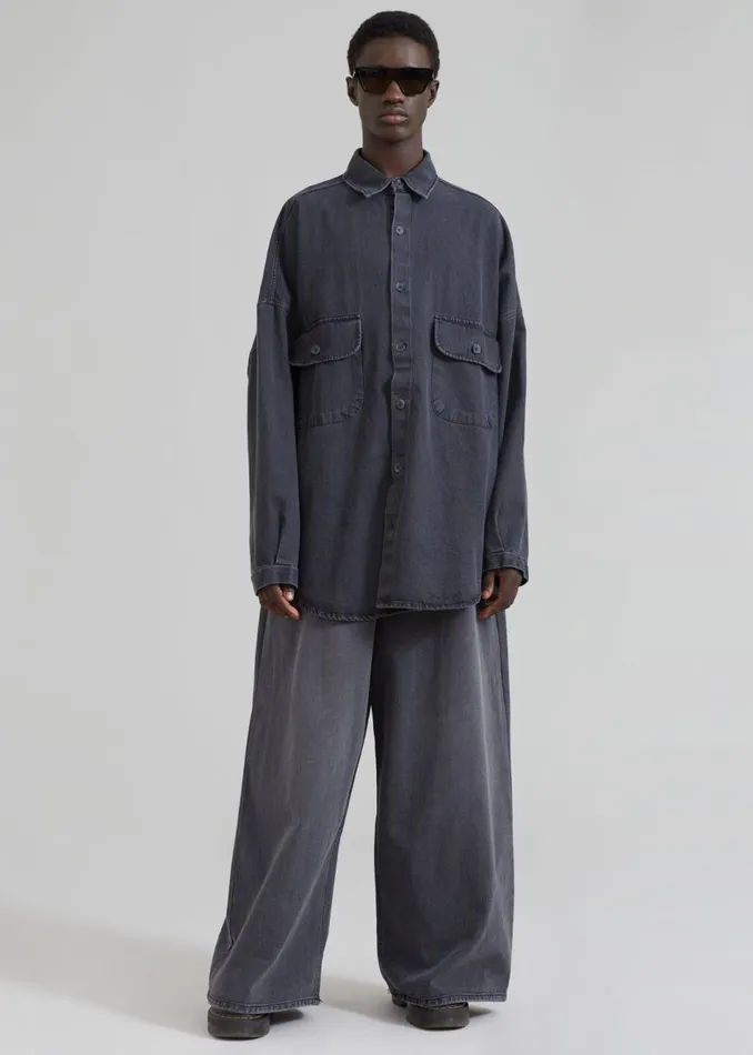 Men The Frankie Shop Bottoms Sasha Men Wide Leg Jeans Dark Grey