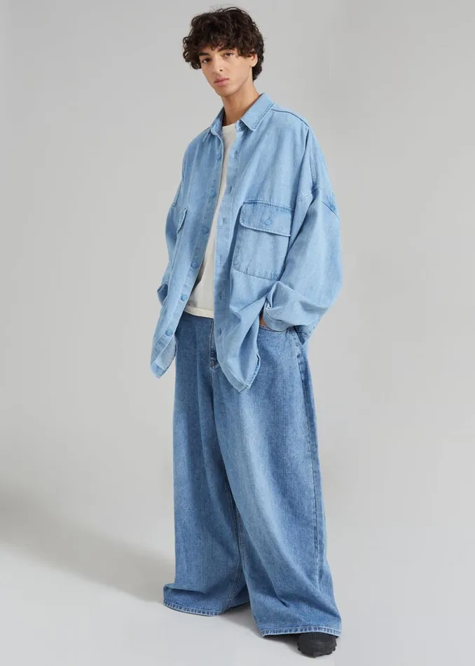 Men The Frankie Shop Bottoms Sasha Men Wide Leg Jeans Worn Wash