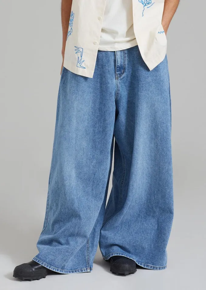Men The Frankie Shop Bottoms Sasha Men Wide Leg Jeans Worn Wash
