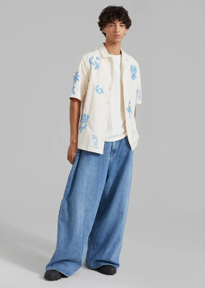 Men The Frankie Shop Bottoms Sasha Men Wide Leg Jeans Worn Wash