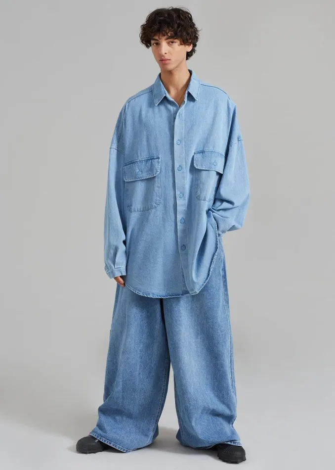 Men The Frankie Shop Bottoms Sasha Men Wide Leg Jeans Worn Wash