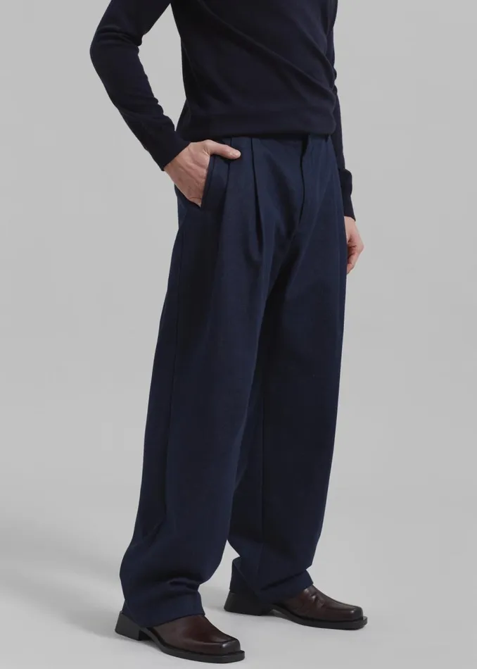 Men The Frankie Shop Bottoms Stephen Pleated Denim Trousers Navy