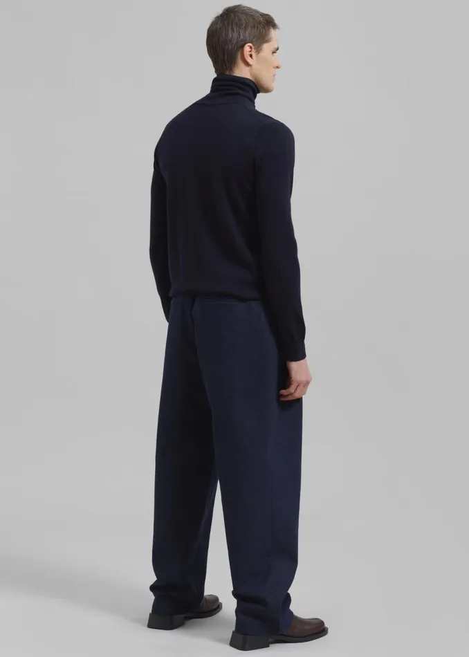 Men The Frankie Shop Bottoms Stephen Pleated Denim Trousers Navy