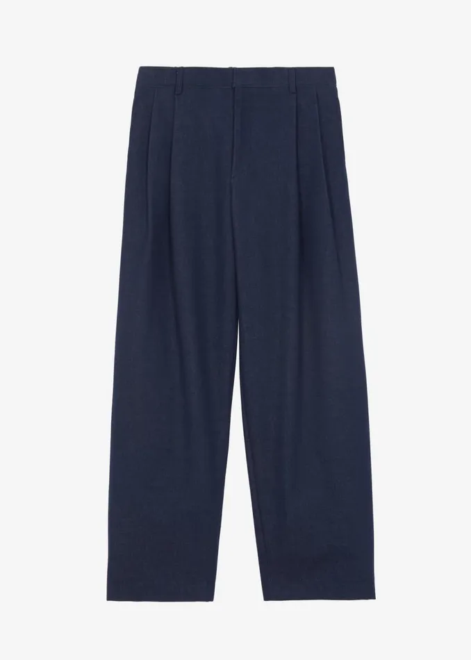 Men The Frankie Shop Bottoms Stephen Pleated Denim Trousers Navy