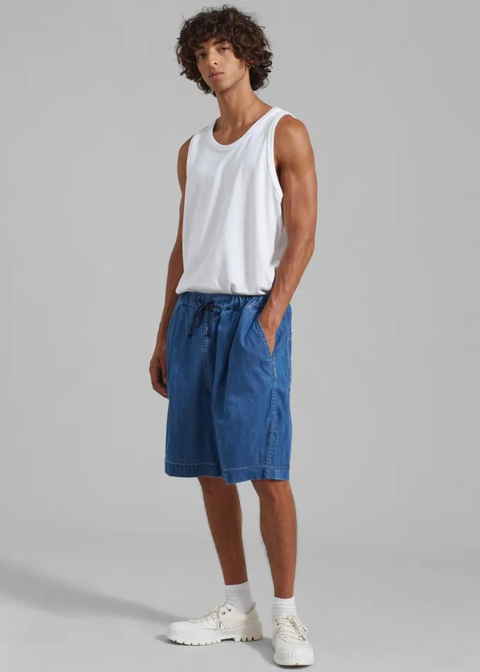 Men The Frankie Shop Bottoms Tanner Denim Shorts Medium Wash