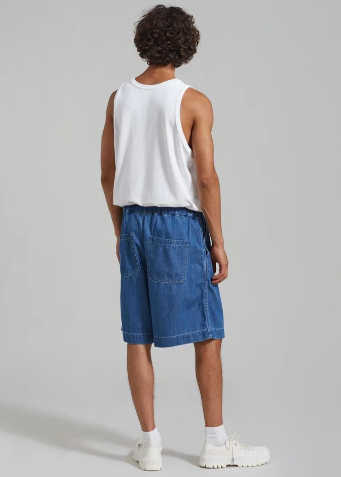Men The Frankie Shop Bottoms Tanner Denim Shorts Medium Wash
