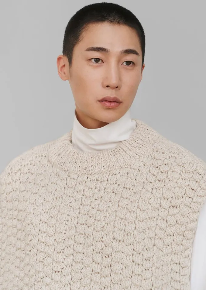 Men The Frankie Shop Knitwear Amomento High Neck Crop Vest Beige