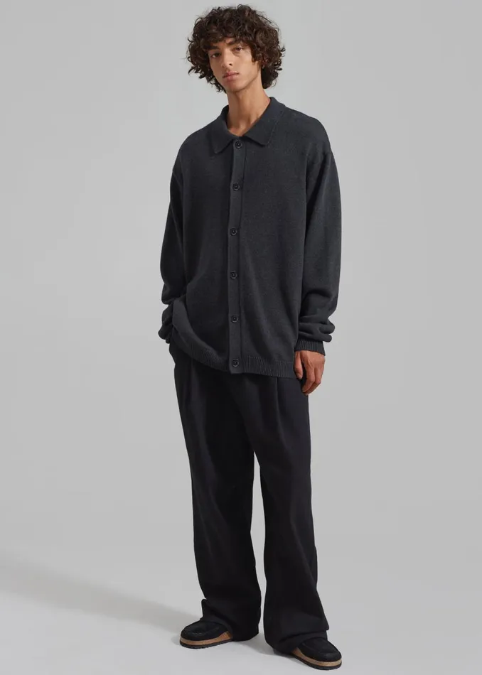 Men The Frankie Shop Knitwear Myles Cardigan Charcoal