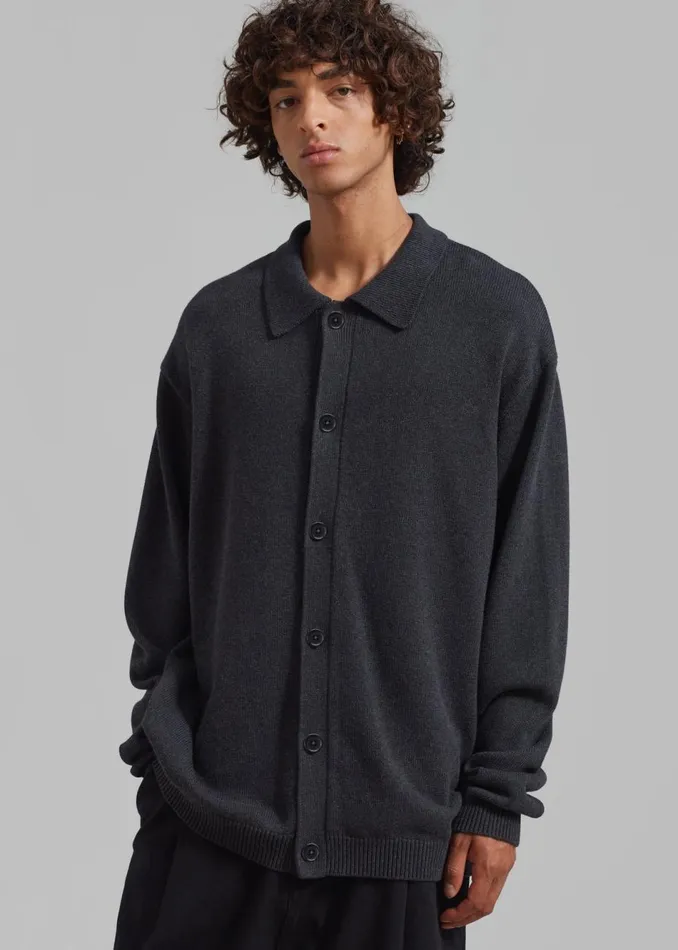 Men The Frankie Shop Knitwear Myles Cardigan Charcoal