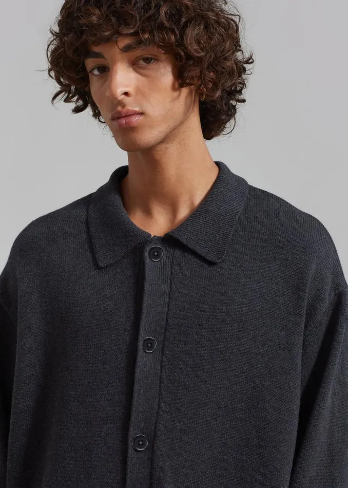 Men The Frankie Shop Knitwear Myles Cardigan Charcoal