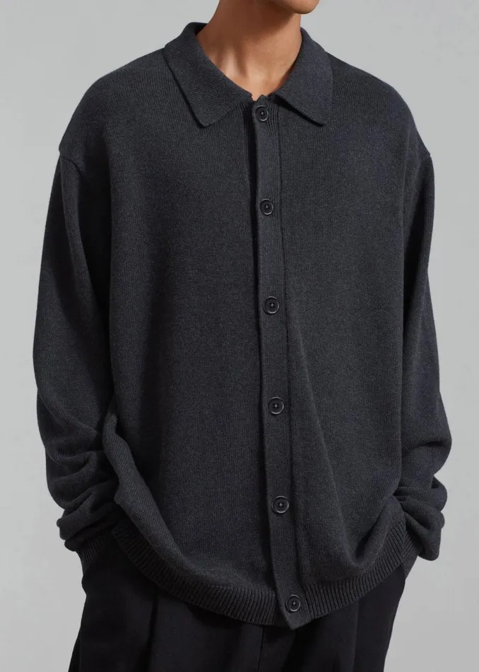 Men The Frankie Shop Knitwear Myles Cardigan Charcoal