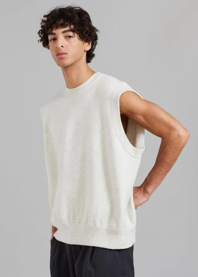 Men The Frankie Shop Knitwear Owen Knit Vest Grey Melange