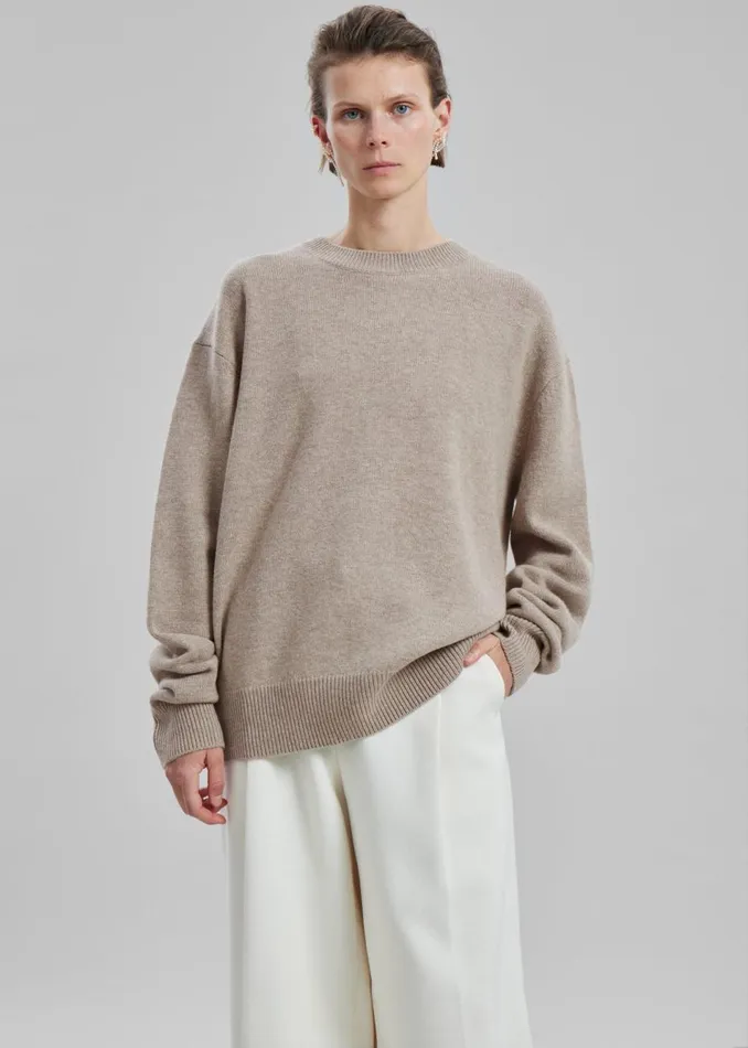 Men The Frankie Shop Knitwear Quinton Crew Neck Sweater Beige Melange